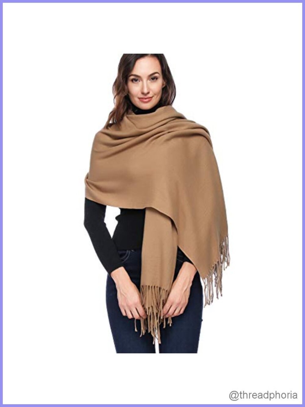 Wool Blend Pashmina Shawl Wrap - Soft Warm Winter Scarf Women Oversized